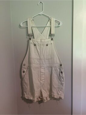 Free People We The Free Overalls Shortalls white denim